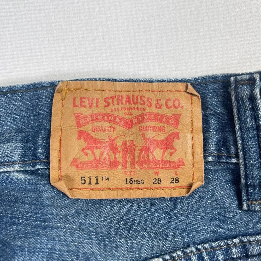 Levi's 511 Jeans Women's 16 Blue Denim‎ Cotton 5-Pockets Mid-Rise Skinny Leg